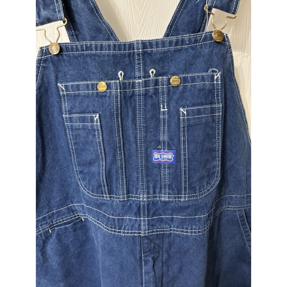 Big Smith Bib Overalls Size 52x32 Blue Jean Denim Work Farming Adjustable Straps - Picture 4 of 7